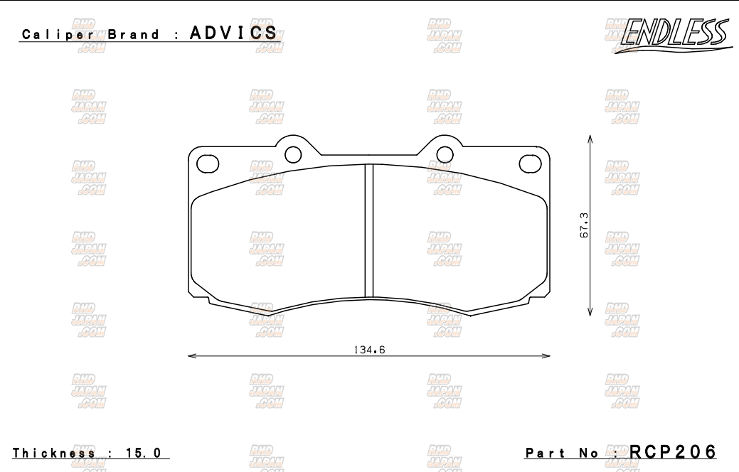 Endless Brake Pads Set MX72 Plus Front - BRZ ZD8 GR86 ZN8 ADVICS